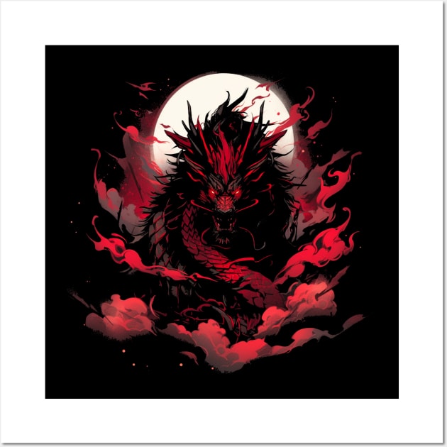 Lunar Blaze: Red Dragon Wall Art by CleverboyDsgns